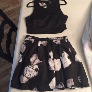 Sequin hearts Black two piece dress